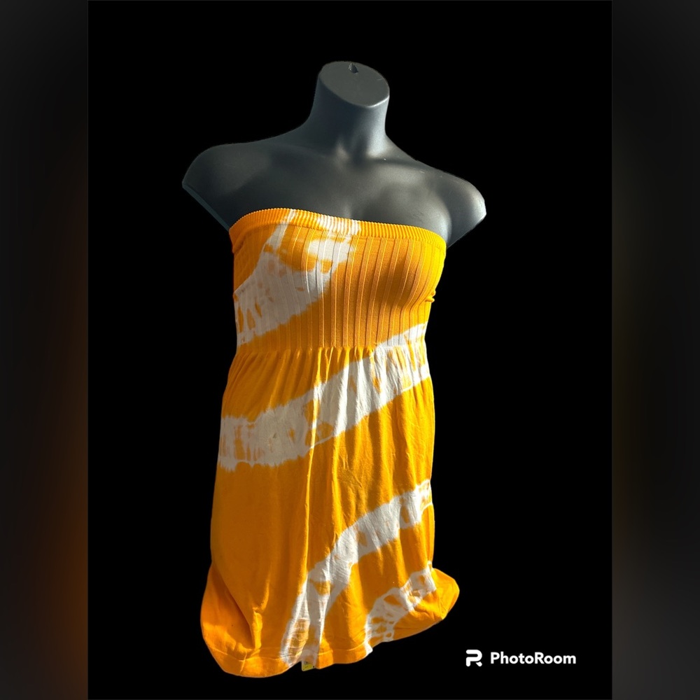 INGEAR ORANGE/WHITE HALTER TOP DRESS/BATHING SUIT COVER SIZE ONE SIZE FITS MOST